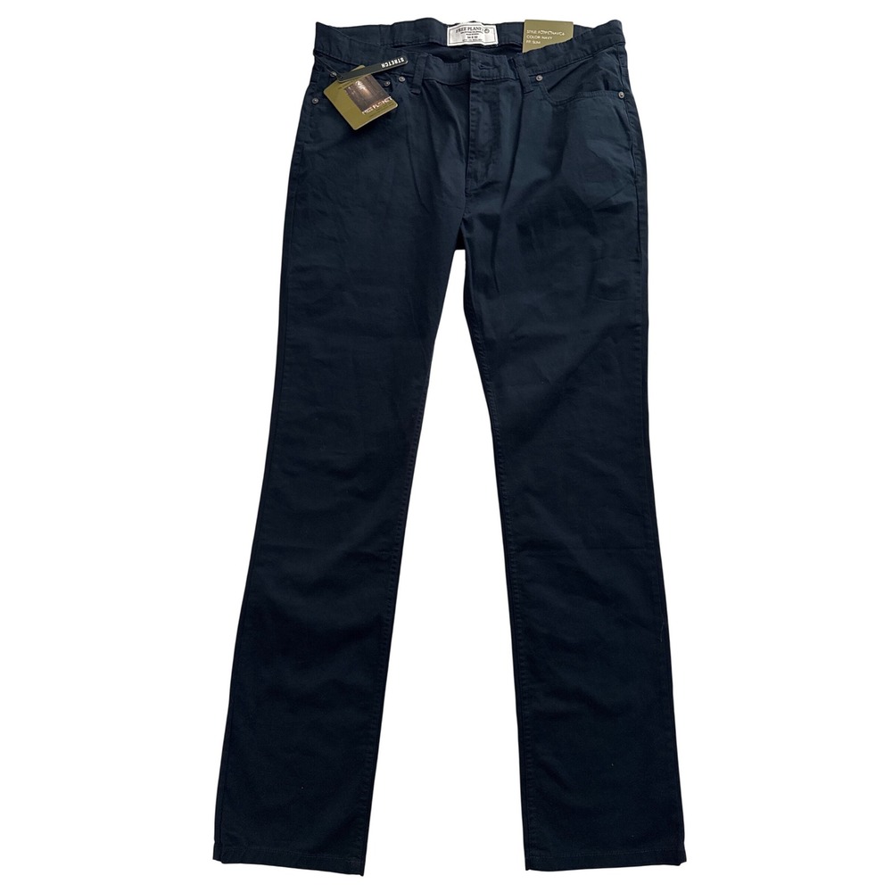 NWT New Free Planet Men's Navy Stretch Slim Fit Chinos Pants Size 34x32